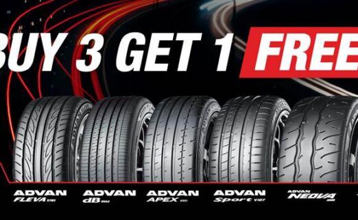 Buy 3 Yokohama Advan Tyres and get 4th FREE!*