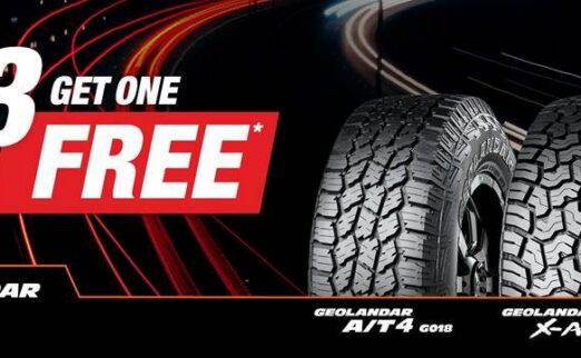 Buy 3 Yokohama 4WD Geolander Tyres and get 4th FREE!*
