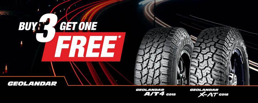 Buy 3 Yokohama 4WD Geolander Tyres and get 4th FREE!*